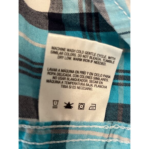 Roebuck & Co. Men’s L Plaid Pearl Snap Western Shirt – Blue/Black/White – 2010s - Picture 6 of 7